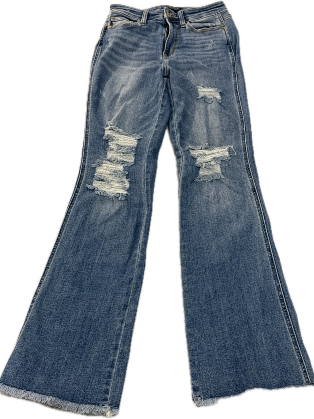 Judy Blue Bootcut Jeans Distressed Raw Hem Mid Rise 5/27